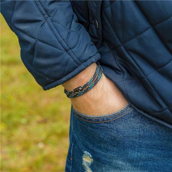 Mens Rope Bracelet Waterproof Magnetic Clasp Outdoor Hiking Sailing Jewelry - Picture 4 of 7